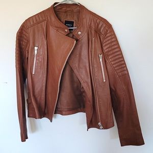 Barneys New York Soft Genuine Leather Moto Jacket